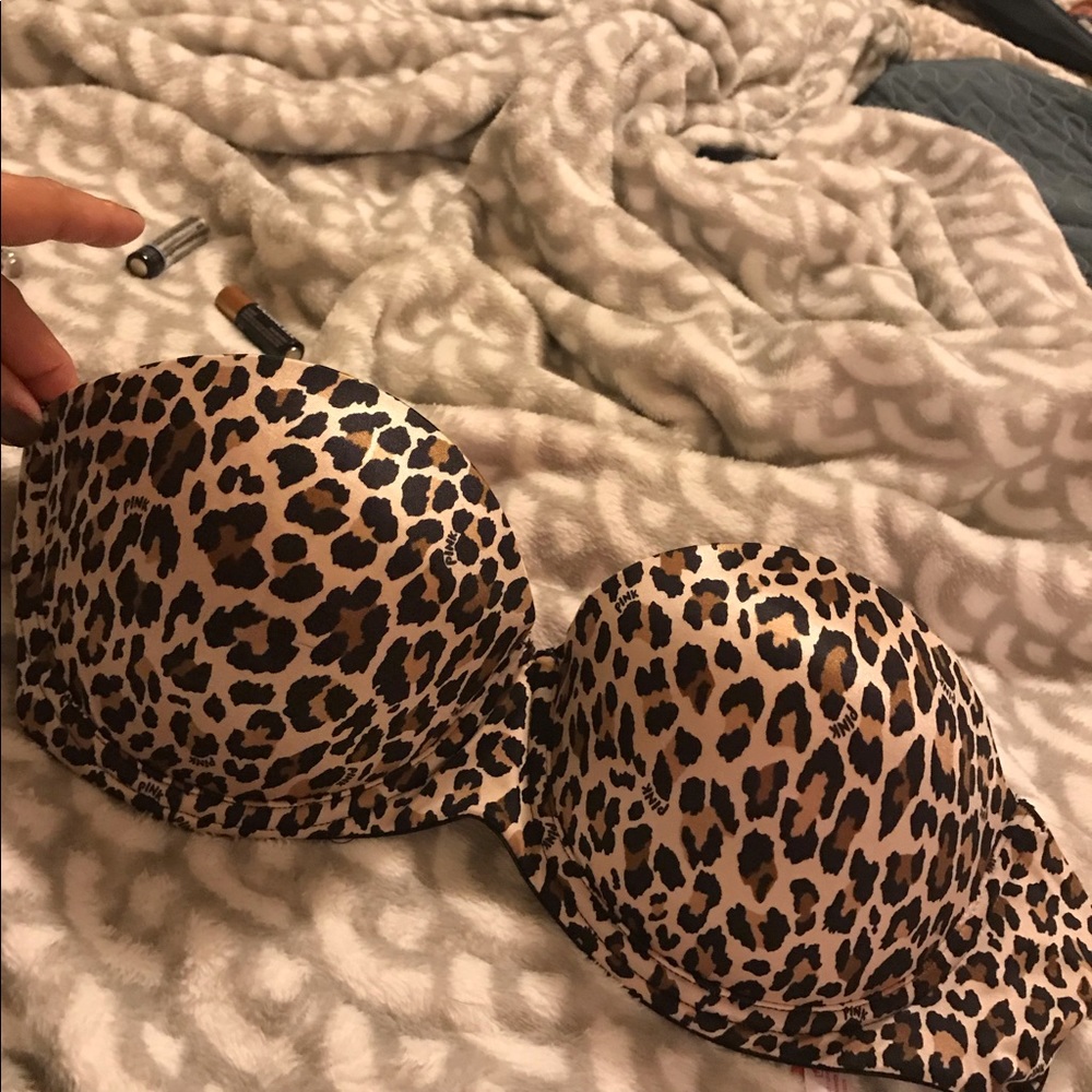 VC pink leopard print strapless bras